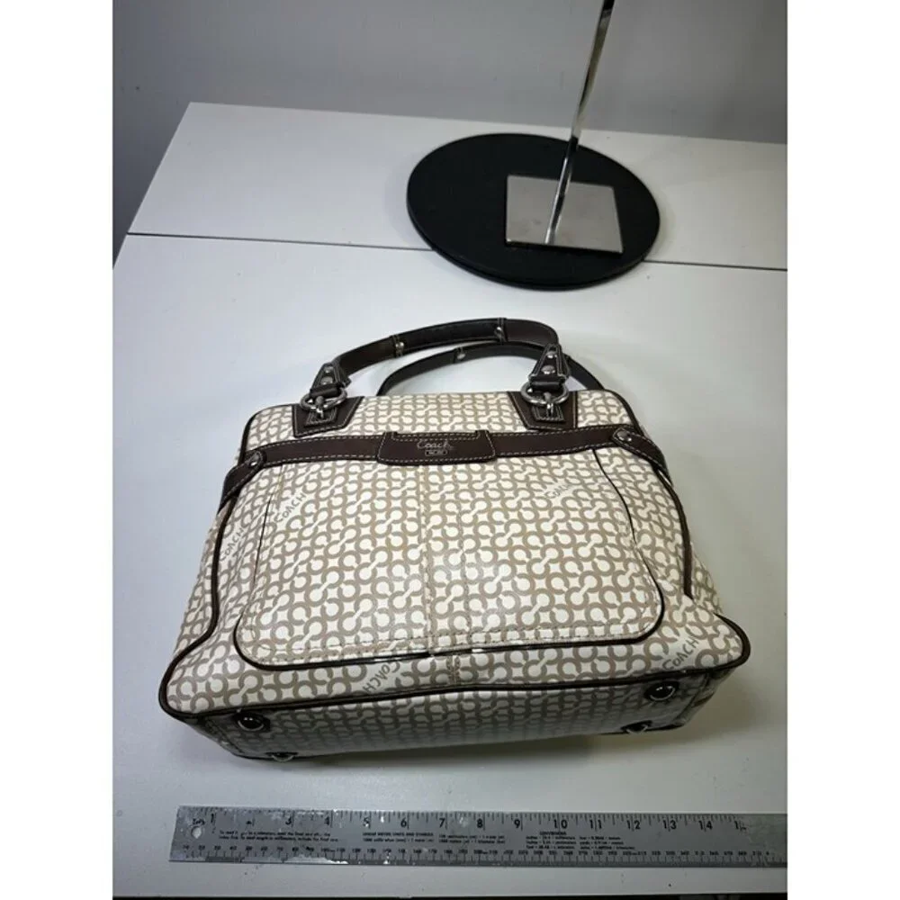 COACH Penelope Op Art Brown Leather Coated Canvas Satchel Shoulder Bag 13147